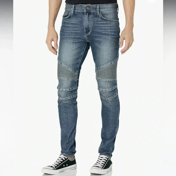 Hudson Ethan Biker Skinny Medium Wash Denim Jeans Size 42 - Picture 2 of 13